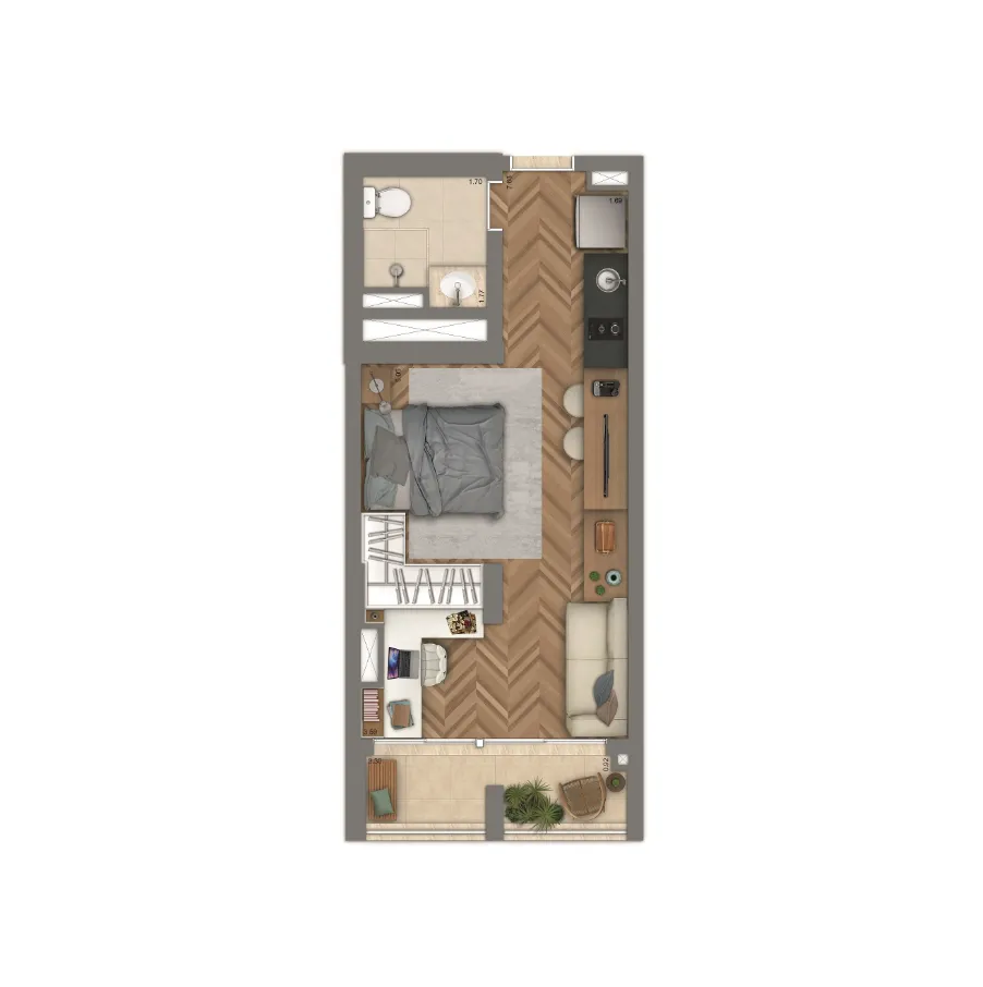 Planta-tipo 34 m² | Studio